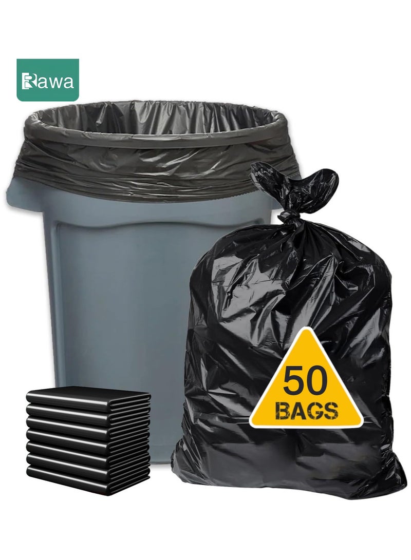 Rawa 45-Gallon Jumbo Bin Liners - (Value Pack of 50) - 1.5-mil equivalent industrial-strength plastic 28 inches x 35.5 inches (approx. 70 cm x 90 cm) Suitable for contractors, industrial use, households, kitchens, commercial settings, gardens, lawns, and leaf clearance - Image 1
